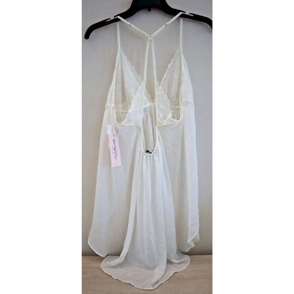 Linea Donatella Womens Sz L Ivory Juliet Lace-Trimmed Chemise Lingerie Nightgown - Picture 2 of 13